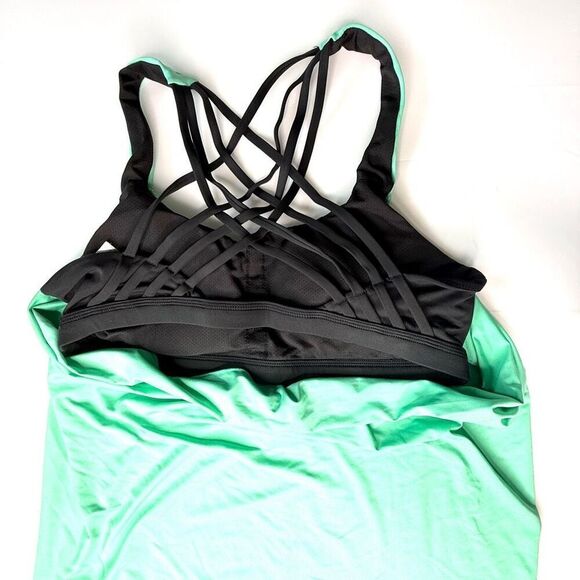 Built-In Bra Teal Drape Back Workout Tank Top with Strappy Back – Size Medium - Picture 8 of 13